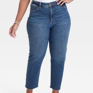 AVA & VIV Medium Wash Denim High Rise Slim Straight Jeans Size 24